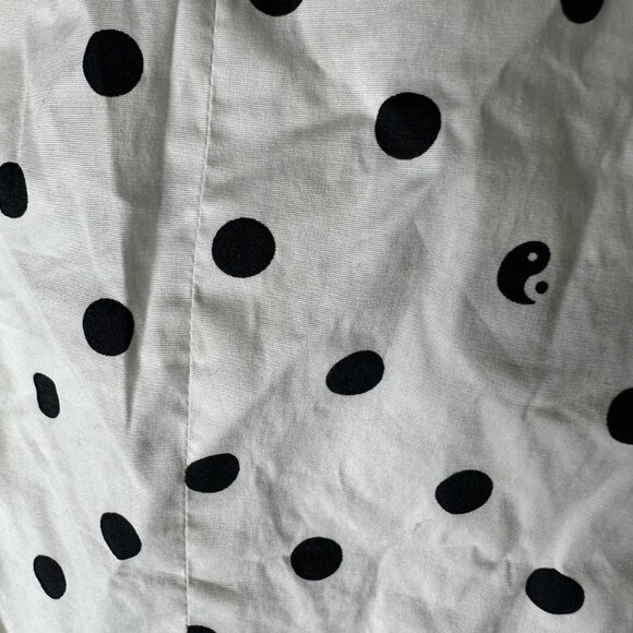 Staud Shirt Womens 6 White Black Polka Dot Sheer Mesh Sleeve Crop Top Blouse - Picture 9 of 9